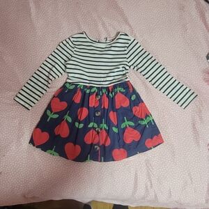 Mini Boden Striped and Cherry Print Dress Size 4-5t